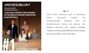 Weinportal JAMES SUCKLING wählt Beaucastel zum französischen Rotwein des Jahres!